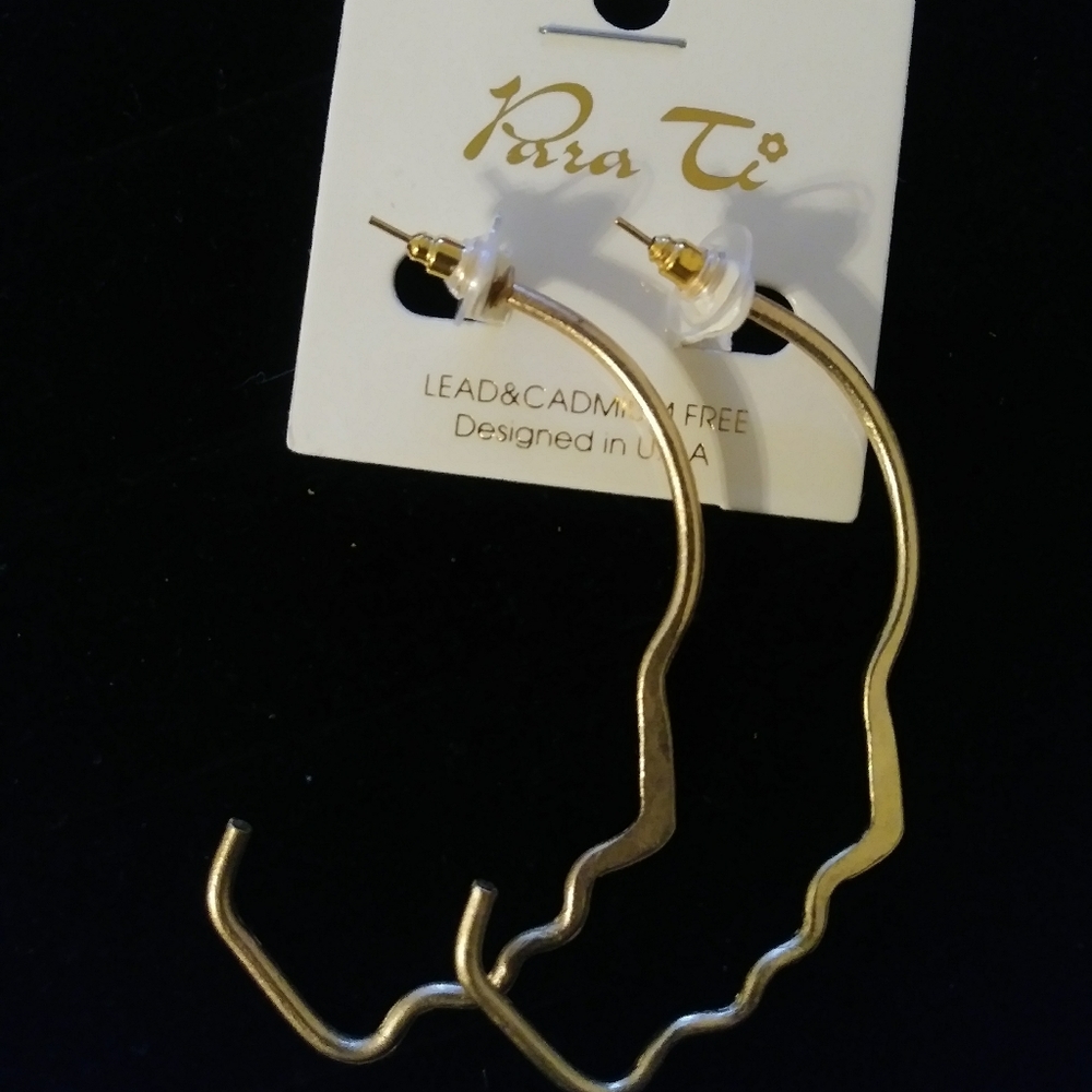 Gold Brass Face "Silhouette" Earrings